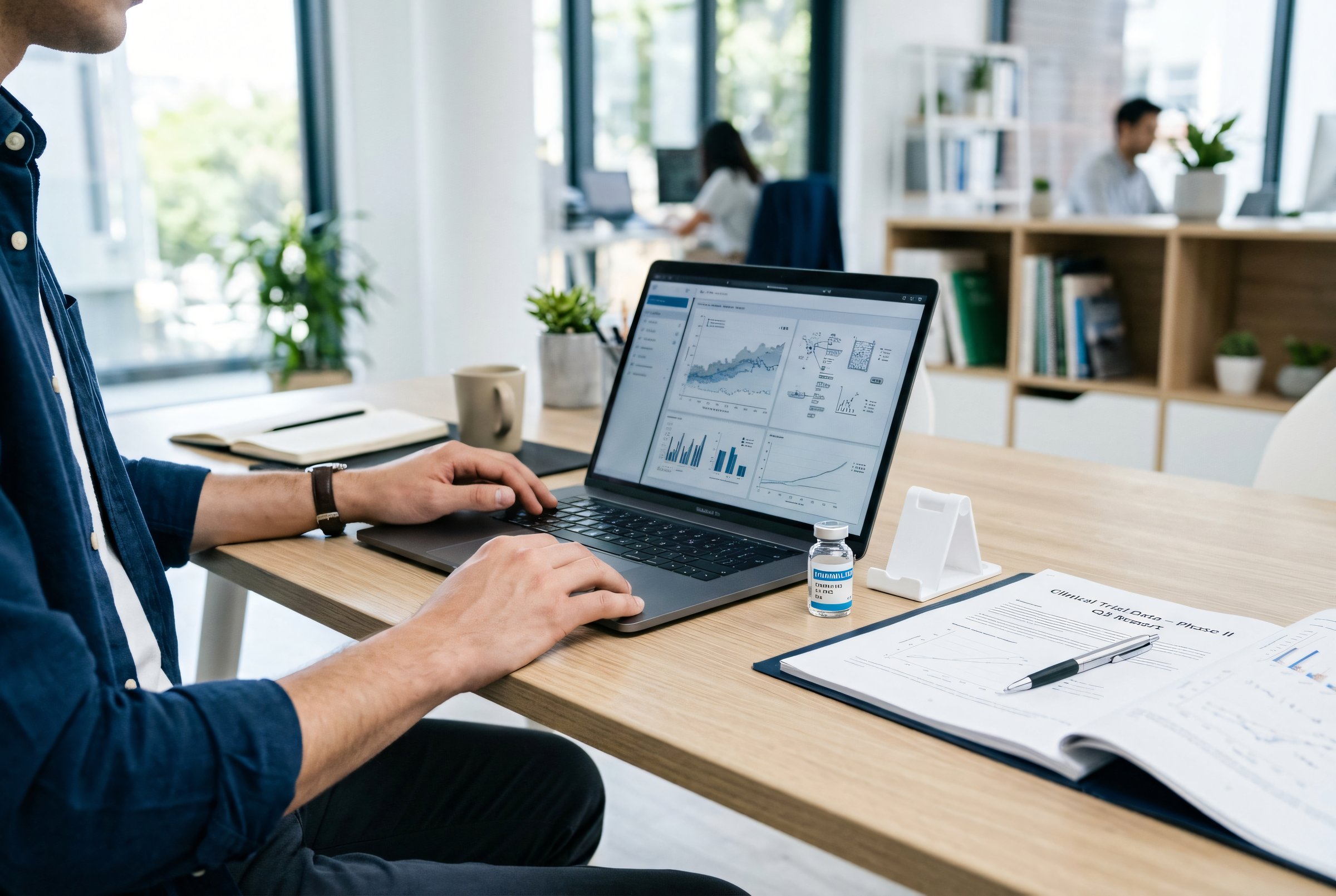 Researcher reviewing data